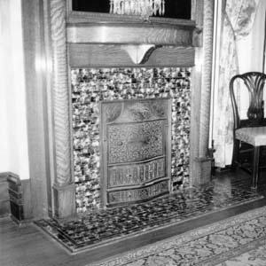 Detail of fireplace, south wall