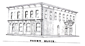Drawing of the first bank on Jefferson Street