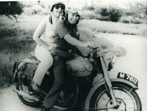 The Browns enjoying a motorcycle ride in Barbados