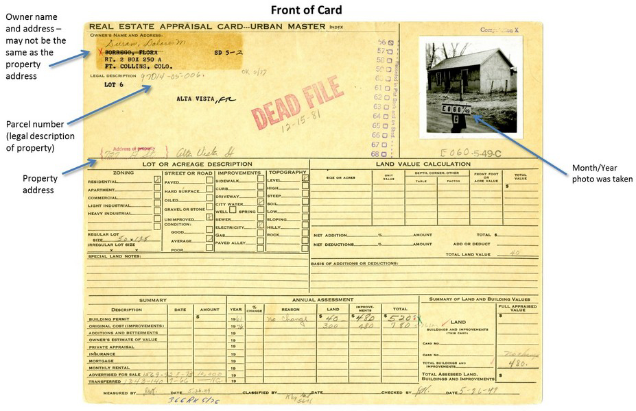 Front of Tax Assessor Record