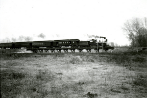 Train crossing the Poudre River near Strauss Cabin Road, circa 1900