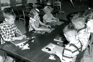 Puzzling it out at Dunn School, 1953