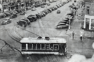Trolley on College Avenue, 1950