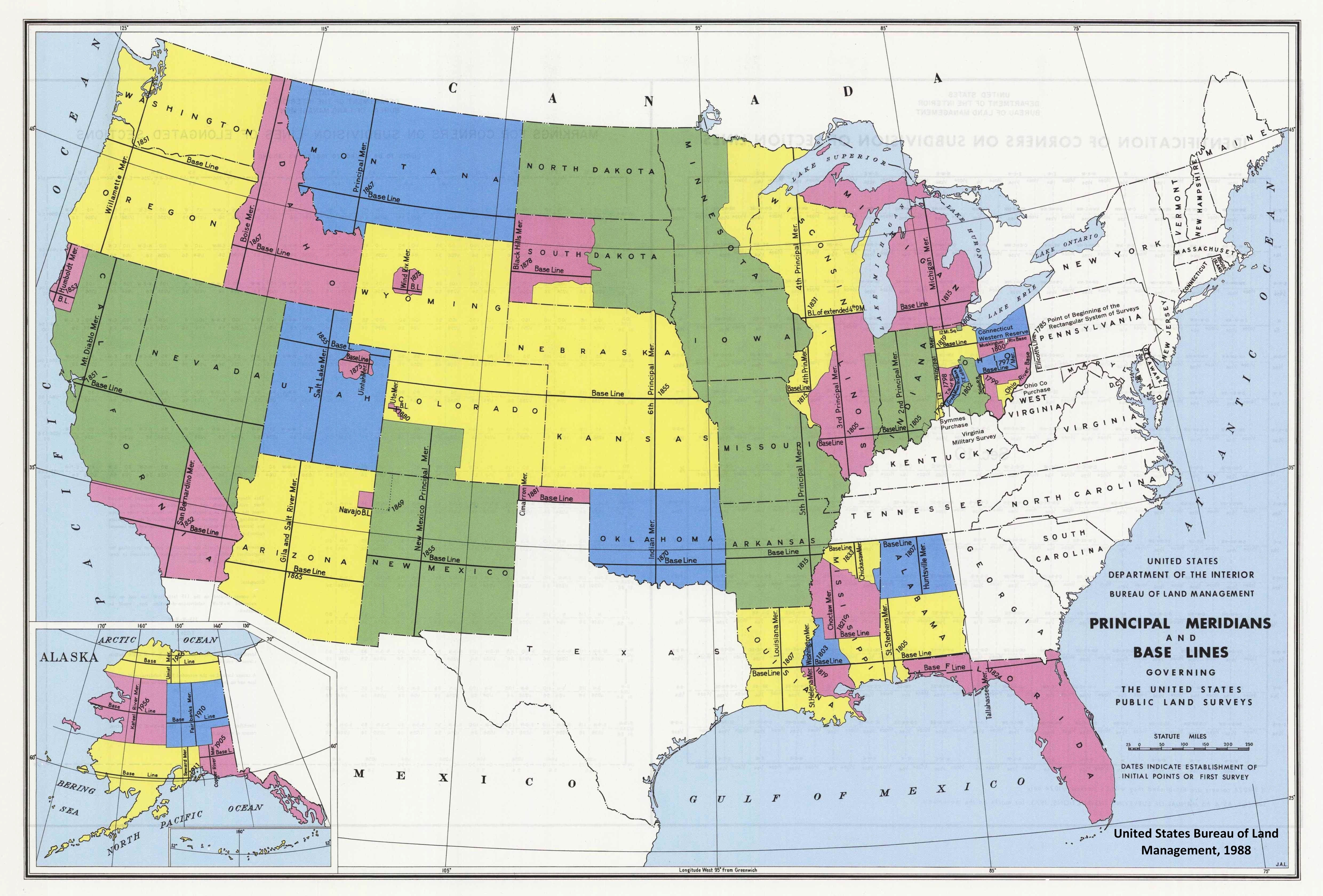 Principal meridians and base lines