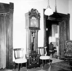Grandfather clock on north wall
