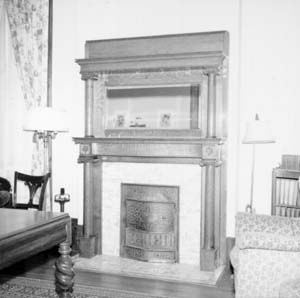 Fireplace on south wall