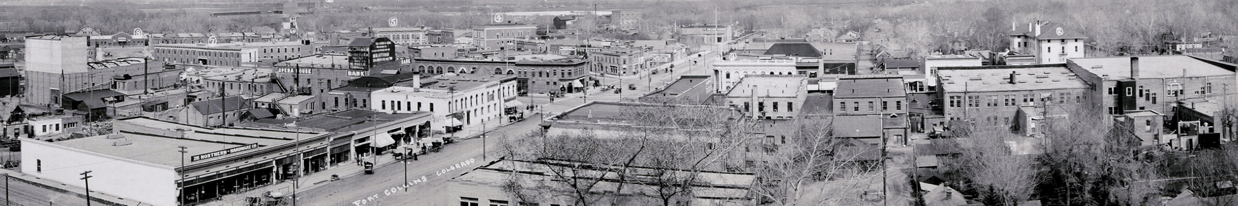 Panorama of Fort Collins, circa 1912, taken from the roof of the old Larimer County Courthouse